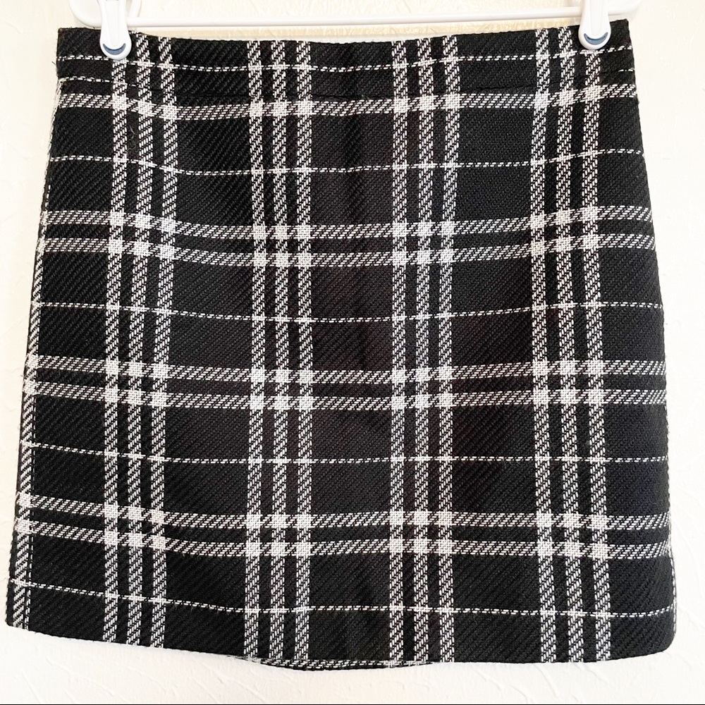J. Crew Factory Black and White Plaid Mini Skirt 8